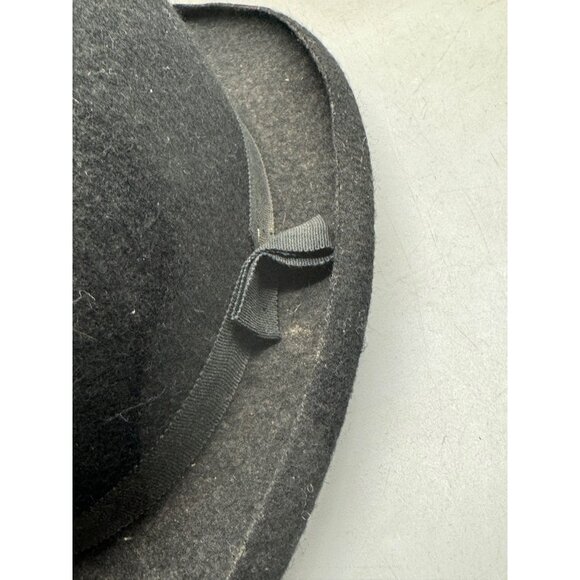 Vintage Ladies solid Black Bowler Debry Hat hard 10x12" READ - Picture 7 of 9
